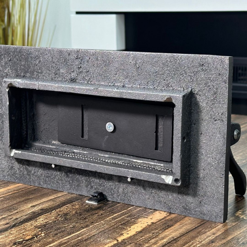 Комплект дверцят чавунні для каміна/барбекю Iron Fire Adam 640x440 мм з вогнетривким склом Robax + піддувальна Style 50 315х165 мм