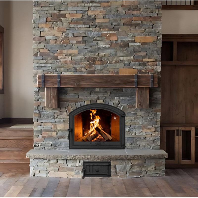 Комплект дверцят чавунні для каміна/барбекю Iron Fire Sandra 575х475 мм з вогнетривким склом Robax + піддувальна Style 35 315х180 мм