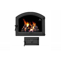 Комплект дверцят чавунні для каміна/барбекю Iron Fire Sandra 575х475 мм з вогнетривким склом Robax + піддувальна Style 35 315х180 мм