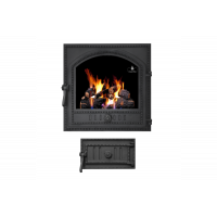 Комплект дверцы чугунной для камина/барбекю Iron Fire Cameron 480х475 мм с огнеупорным стеклом Robax + поддувальная Style 35 315х180 мм