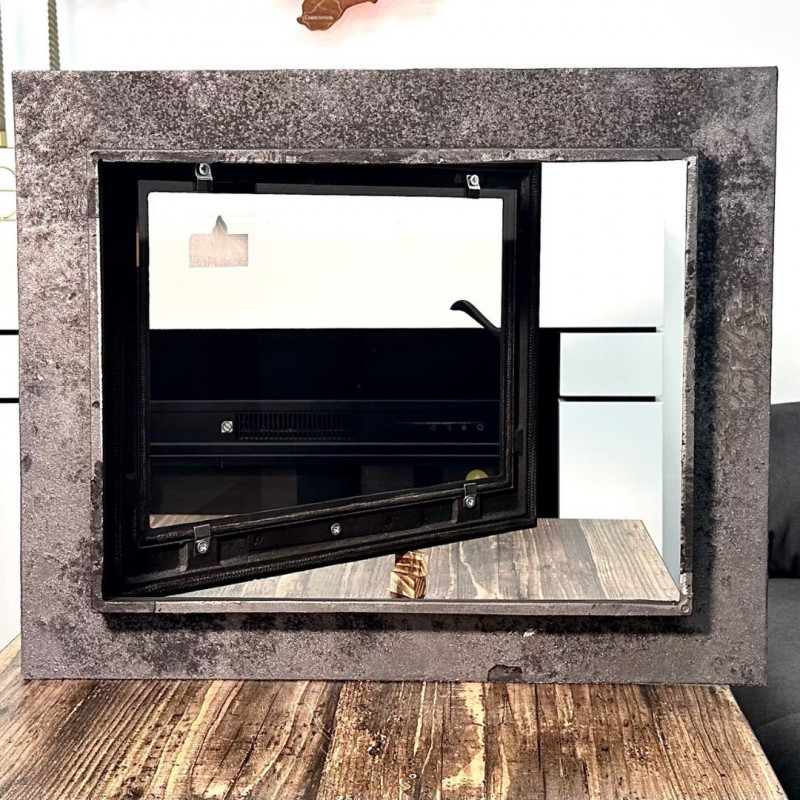 Комплект дверцят чавунні для каміна/барбекю Iron Fire Megan 590х485 мм з вогнетривким склом Robax + піддувальна Style 50 315х165 мм