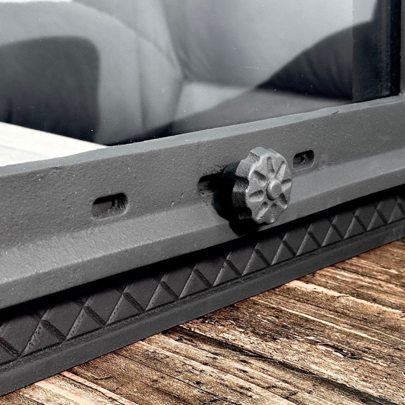 Комплект дверцят чавунні для каміна/барбекю Iron Fire Megan 590х485 мм з вогнетривким склом Robax + піддувальна Style 50 315х165 мм