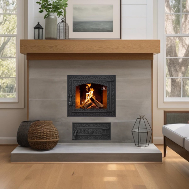 Дверцята чавунні піддувальні для каміна/ печей Iron Fire Bastion 375х175 мм