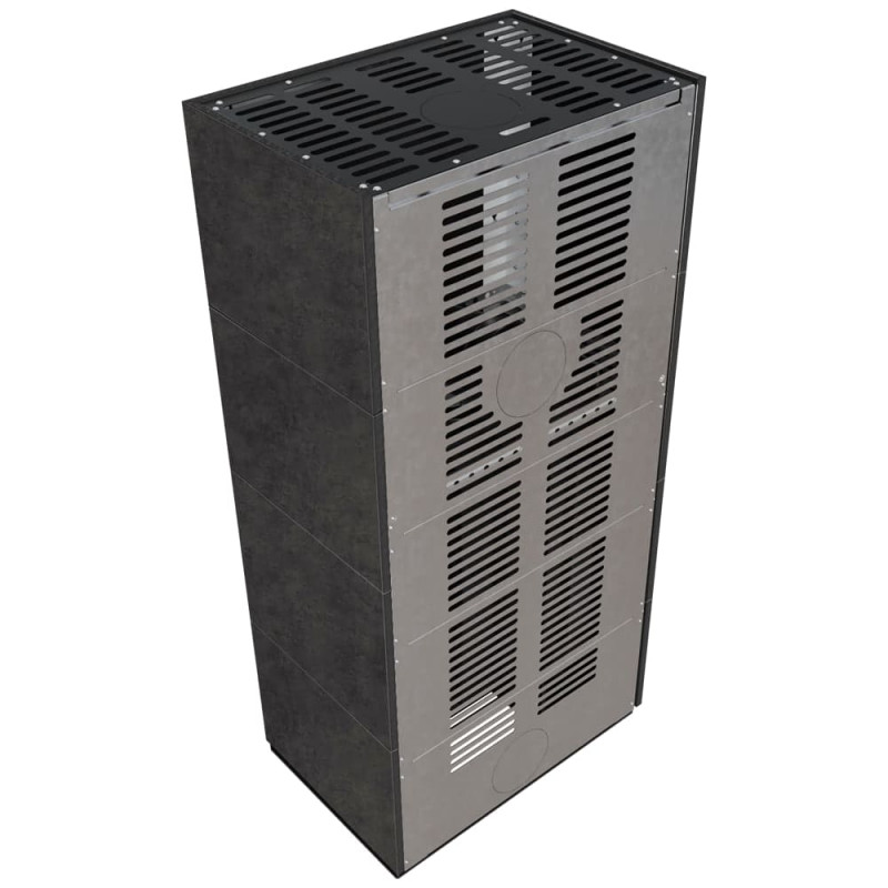 Камін Kratki FLOKI BOX лівий 8 kW Ø 160 в обудові з керамограніту FOKOS GRAFITE