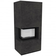 Камін Kratki FLOKI BOX лівий 8 kW Ø 160 в обудові з керамограніту FOKOS GRAFITE