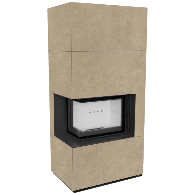 Камін Kratki FLOKI BOX лівий 8 kW Ø 160 в обудові з керамограніту FOKOS RENA