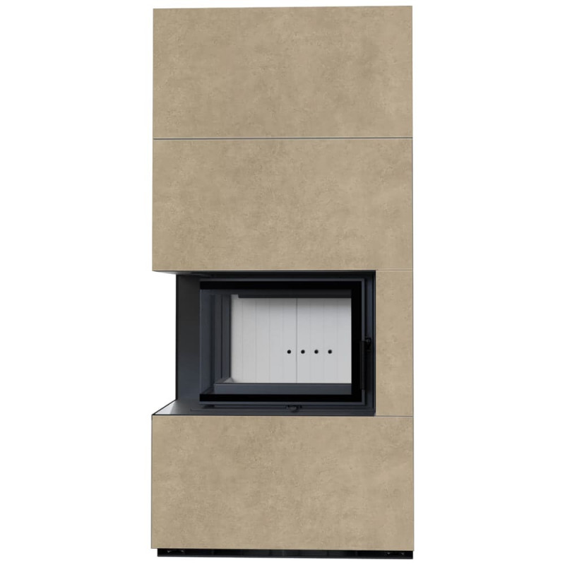 Камін Kratki FLOKI BOX лівий 8 kW Ø 160 в обудові з керамограніту FOKOS RENA