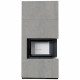 Камін Kratki FLOKI BOX правий 8 kW Ø 160 в обудові з керамограніту CEMENTO GRIGIO BOCCIARDATA