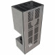 Камін Kratki FLOKI BOX правий 8 kW Ø 160 в обудові з керамограніту CEMENTO GRIGIO BOCCIARDATA