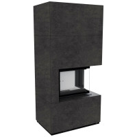 Камин Kratki FLOKI BOX правый 8 kW Ø 160 в строении из керамогранита FOKOS GRAFITE