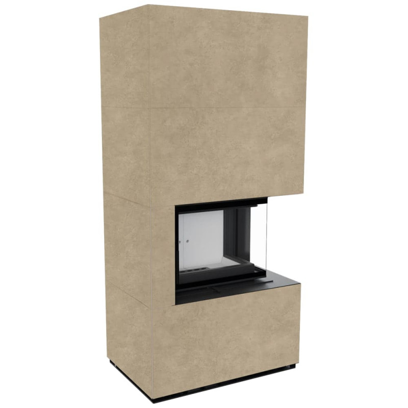 Камін Kratki FLOKI BOX правий 8 kW Ø 160 в обудові з керамограніту FOKOS RENA