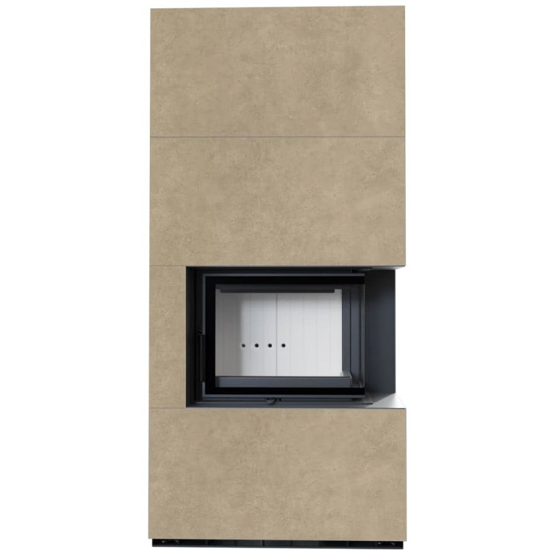 Камін Kratki FLOKI BOX правий 8 kW Ø 160 в обудові з керамограніту FOKOS RENA