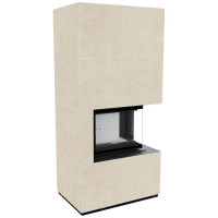 Камін Kratki FLOKI BOX правий 8 kW Ø 160 в обудові з керамограніту FOKOS SALE