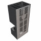 Камін Kratki FLOKI BOX правий 8 kW Ø 160 в обудові з керамограніту NATURALI ARDESIA NERO A SPACCO