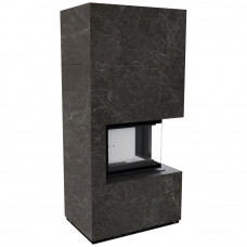 Камін Kratki FLOKI BOX правий 8 kW Ø 160 в обудові з керамограніту NATURALI NERO GRECO