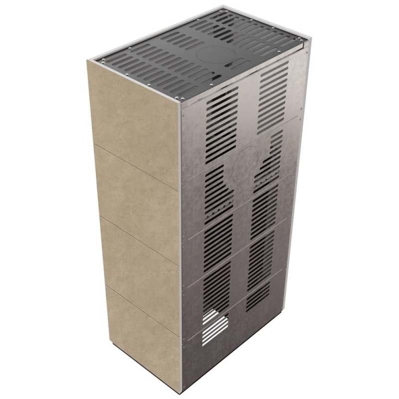 Камін Kratki FLOKI BOX 8 kW Ø 160 в обудові з керамограніту  FOKOS RENA