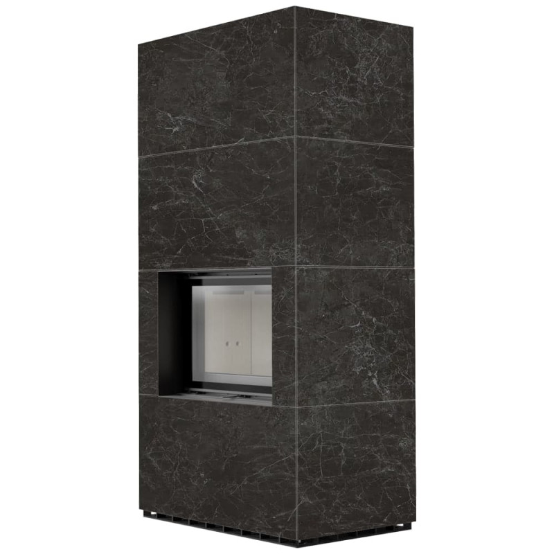 Камін Kratki FLOKI BOX 8 kW Ø 160 в обудові з керамограніту  NATURALI NERO GRECO