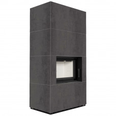 Камін Kratki FLOKI BOX 8 kW Ø 160 в обудові з керамограніту  ATURALI PIETRA DI SAVOIA ANTRANCITE BOCCIARDATA