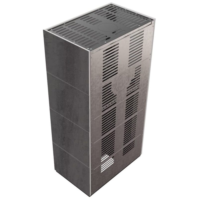 Камін Kratki FLOKI BOX 8 kW Ø 160 в обудові з керамограніту  ATURALI PIETRA DI SAVOIA ANTRANCITE BOCCIARDATA