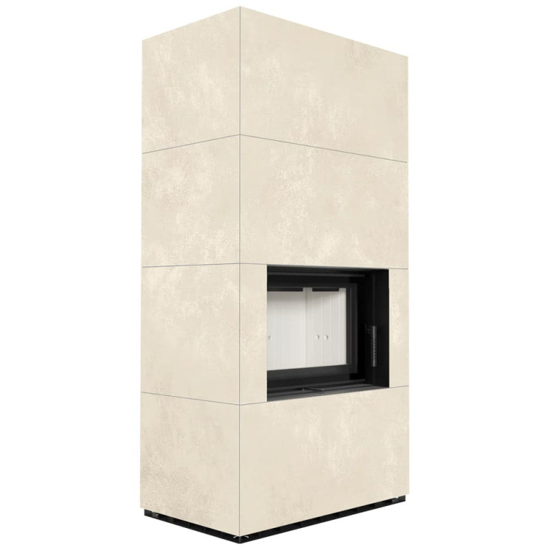 Камін Kratki FLOKI BOX 8 kW Ø 160 в обудові з керамограніту  OXIDE BIANCO