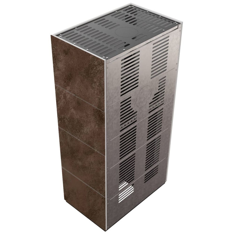 Камін Kratki FLOKI BOX 8 kW Ø 160 в обудові з керамограніту  OXIDE MORO