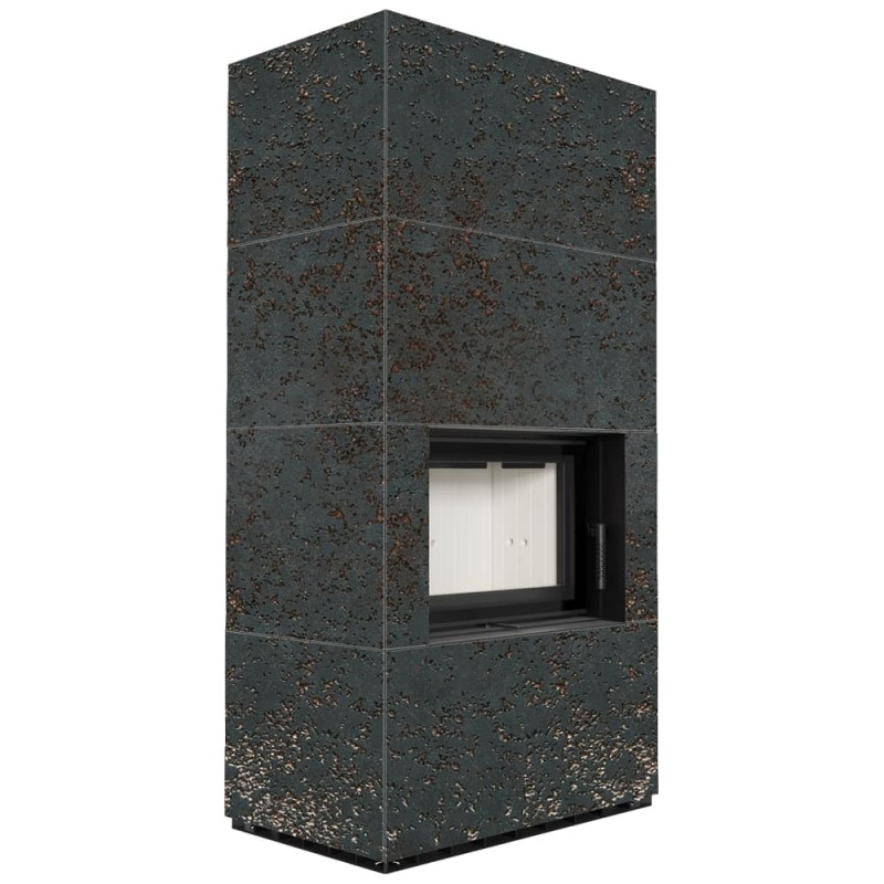 Камін Kratki FLOKI BOX 8 kW Ø 160 в обудові з керамограніту  OXIDE NERO