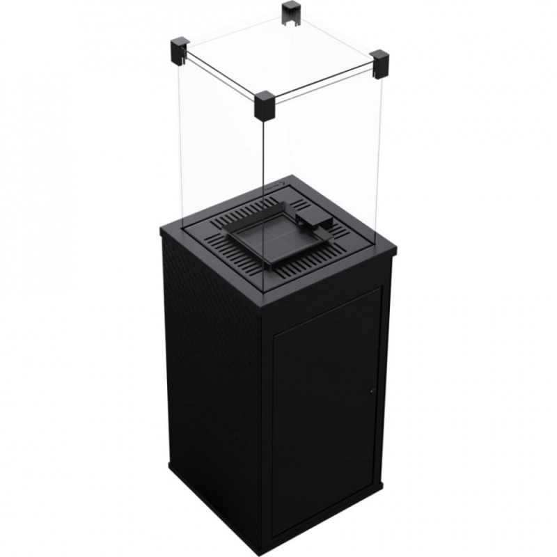 Газовий обігрівач Kratki PATIO MINI скло/чорний - пікований - пульт (8,2 кВт)