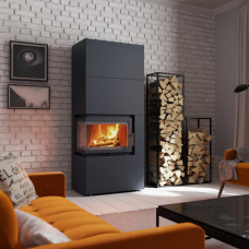 Камін Kratki SIMPLE 12 BS ліва в обудові BOX стальний - чорний