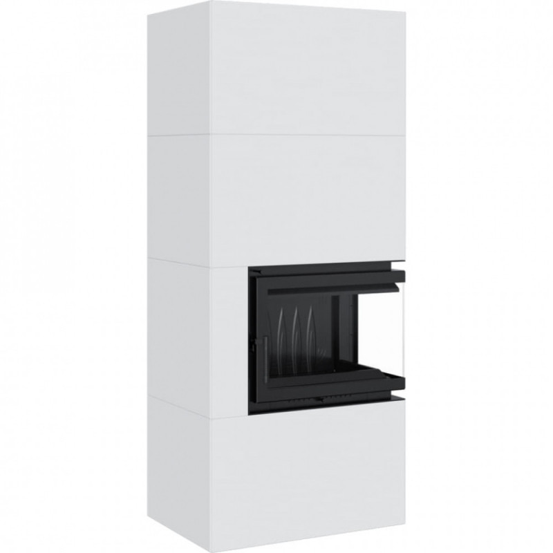 Камін Kratki SIMPLE 12 BS права в обудові BOX стальний - білий