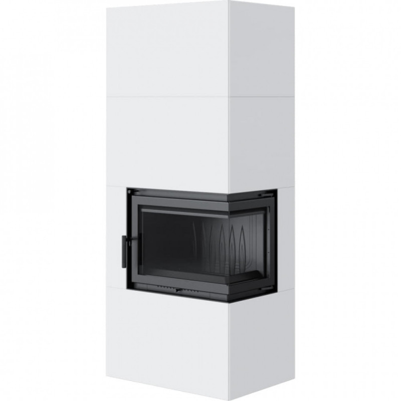 Камін Kratki SIMPLE 12 BS права в обудові BOX стальний - білий