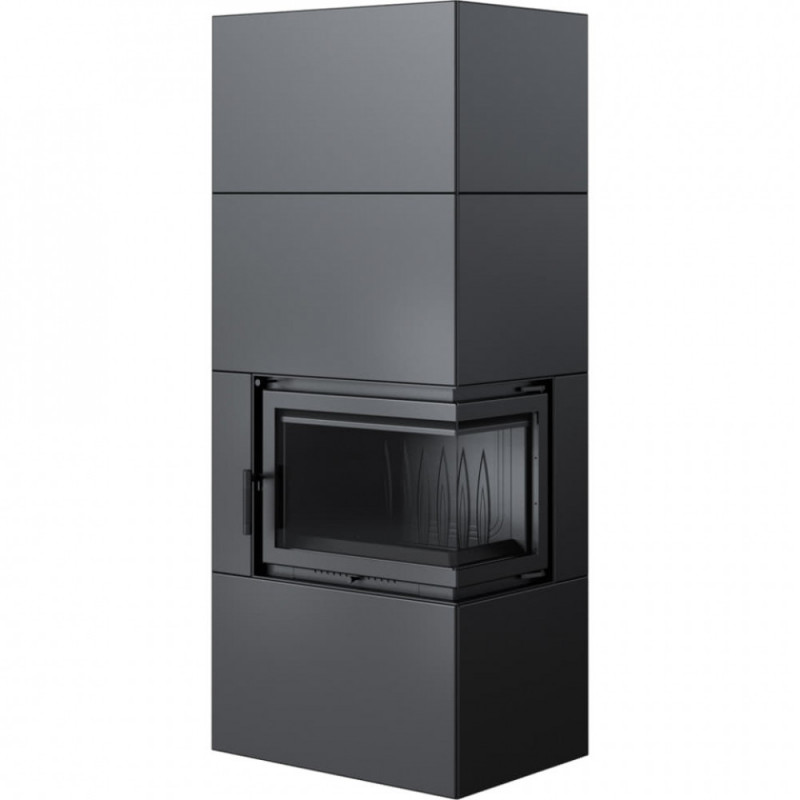 Камін Kratki SIMPLE 12 BS права в обудові BOX стальний - чорний