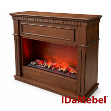 Камінокомплект IDaMebel Sorrento коричневий чорна патина, розмір 1295x1055x400 з паровим каміном A-Fire Cassette SF100 Multi зі справжнім 3D ефектом полумʼя, звуком, дровами та кольоровим полумʼям