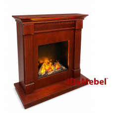 Камінокомплект IDaMebel Washington кольору червоне дерево, розмір 1200x1185x485, з паровим каміном Dimplex Cassette 600 LED LOG зі справжнім 3D ефектом полумʼя, дровами та звуком