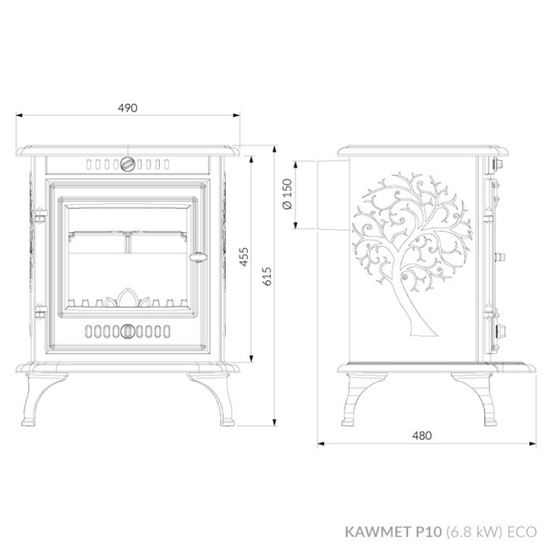 Чавунна піч KAWMET P10 (6.8 kW) ECO